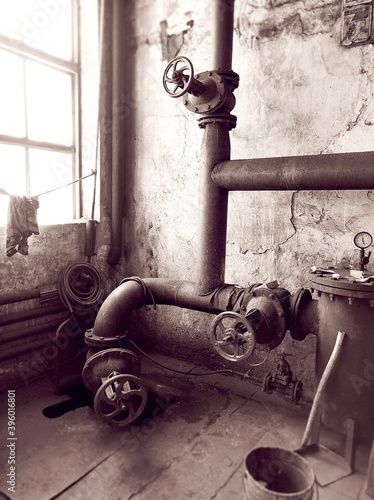 Old pipes in boiler room