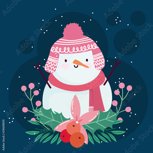 merry christmas cute snowman flower banches decoration