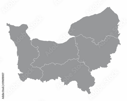 The Normandy region map divided in provinces