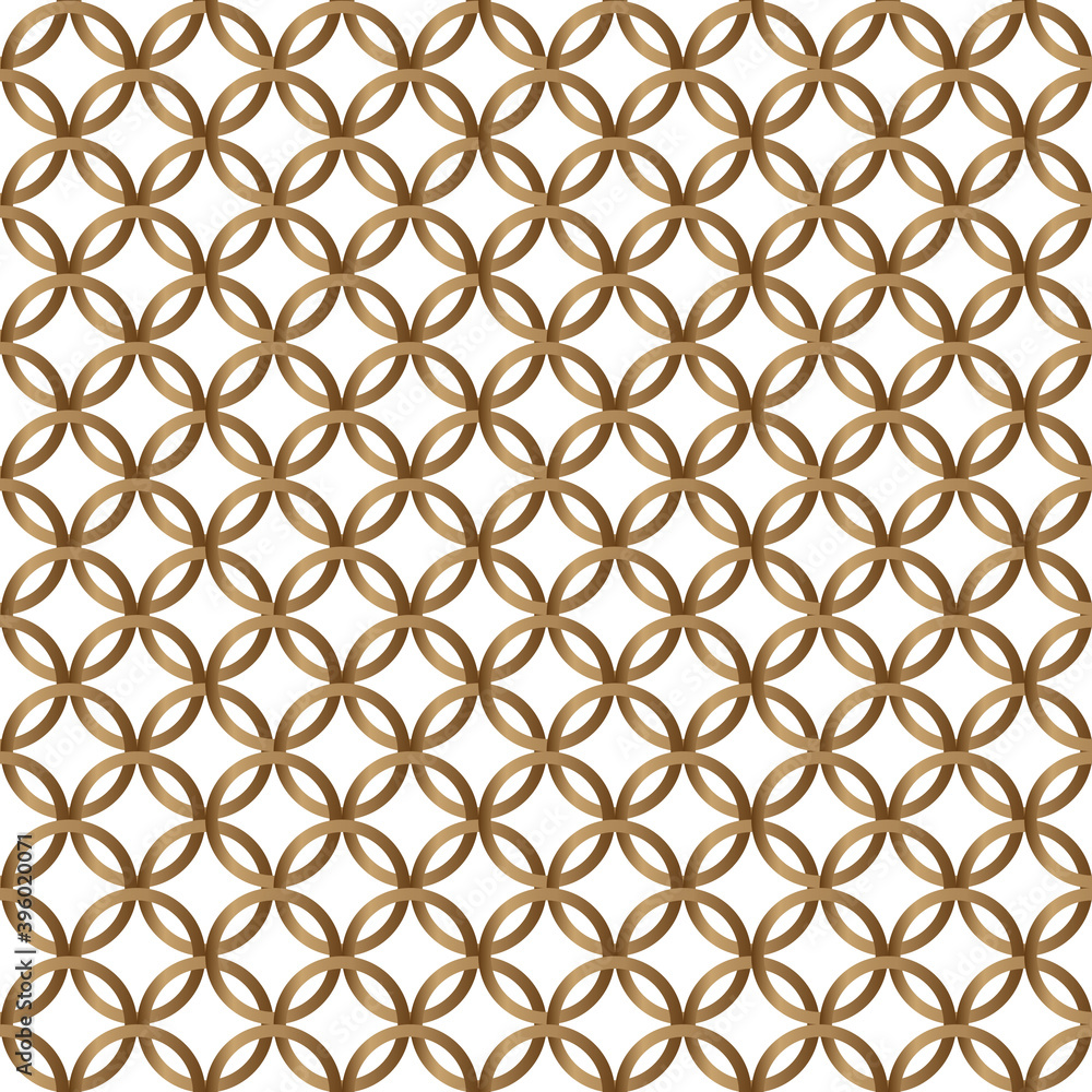 Gold geometric circle seamless pattern on white background