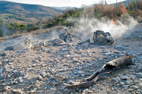 Natural geothermal phenomena at Naturalistic Park of Biancane near Monterotondo Marittimo, Tuscany, Italy.
 photo