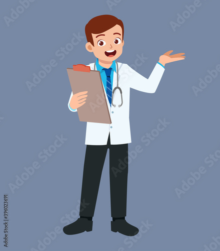 nice good looking young doctor standing with explain pose