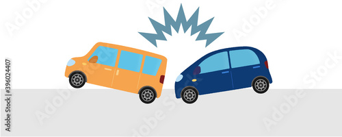 交通事故のベクターイラスト　乗用車同士の衝突