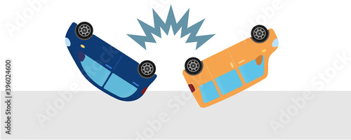 交通事故のベクターイラスト　乗用車同士の衝突
