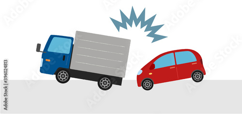 交通事故のベクターイラスト　乗用車とトラックの衝突