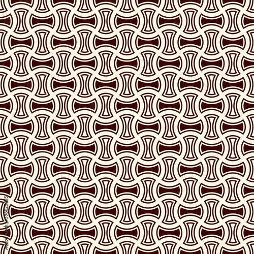 Apple core quilts texture. Bow tie motif. Seamless surface pattern design with interlocking axehead figures.