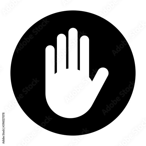 Red Stop Hand Block Round Sign or Adblock Icon. Vector Image.