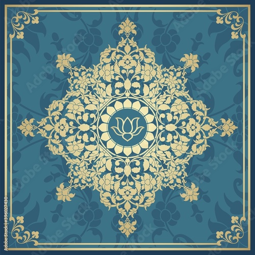 water lily, wedding card design, royal India	