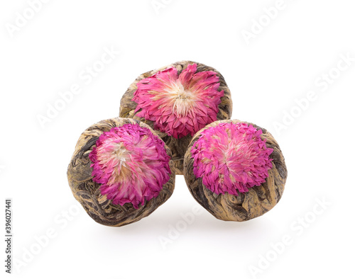 Tea flowers on white background