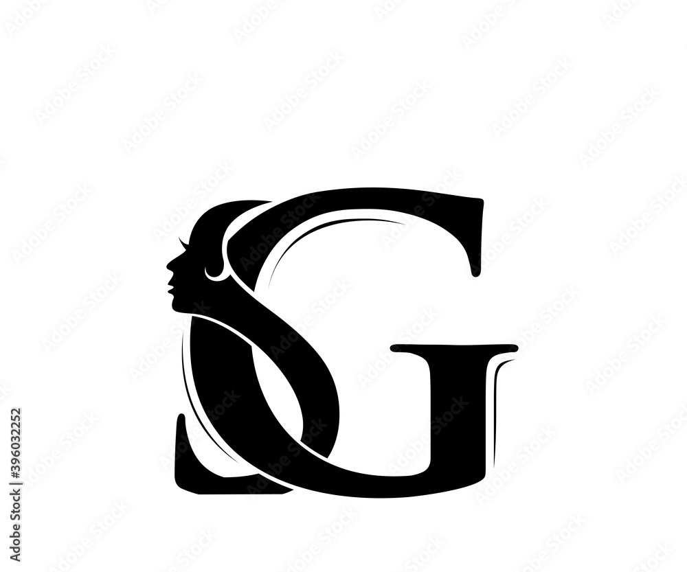 Salon beauty icon letter g s logo design silhouette Salon beauty icon letter g s logo design silhouette