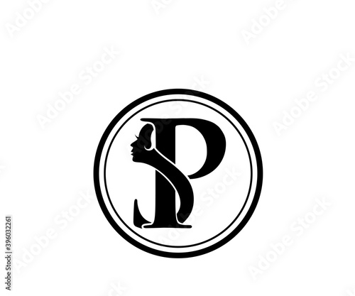 Salon beauty icon letter p s logo design silhouette