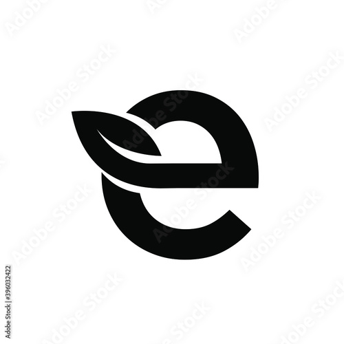 letter e leaf black logo