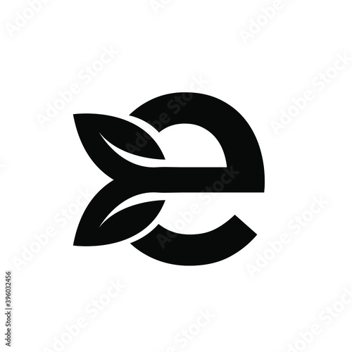letter e leaf black logo