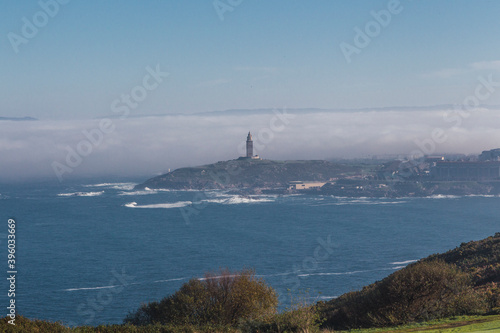 view of the estuary of A Coruña and the Tower of Hercules
