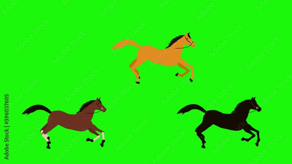 Running horses green screen 2d animation Running horses green screen 2d animation