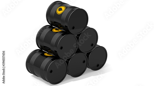 Black barrels for cruel oil or petroleum photo