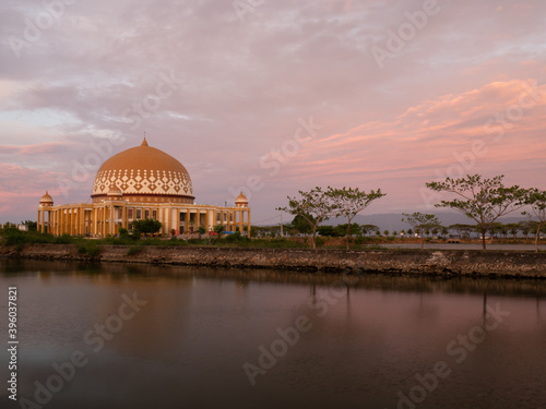 Aĺ munajat mosque and sunset in Raha Sulawesi Indonesia