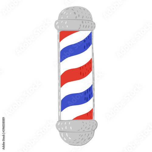 Barbershop isolated on white background. Abstract equipment for salon in doodle.