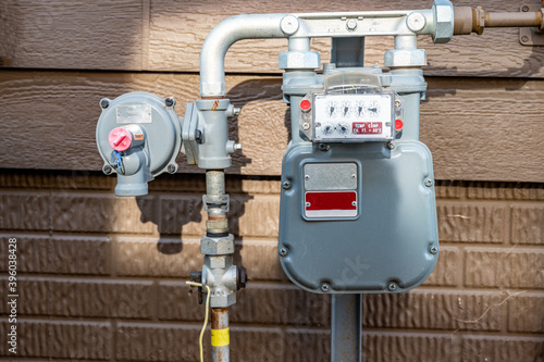 Photography residential gas meter and pressure regulator