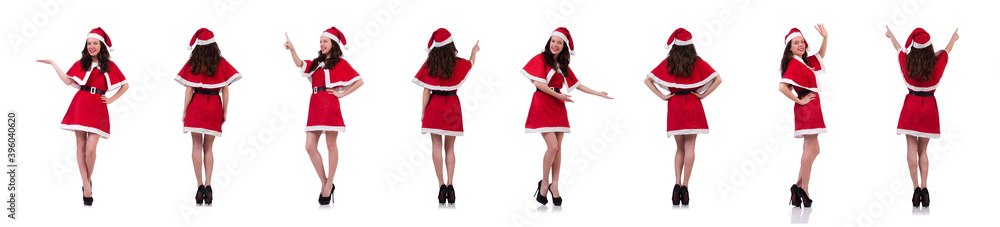 Snow girl santa in christmas concept isolated on white Snow girl santa in christmas concept isolated on white