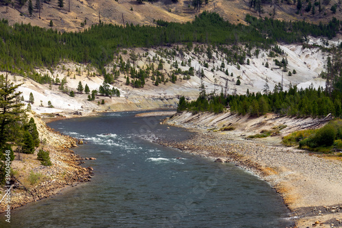 Yellowstone river in the valley of Yellowstone national park.