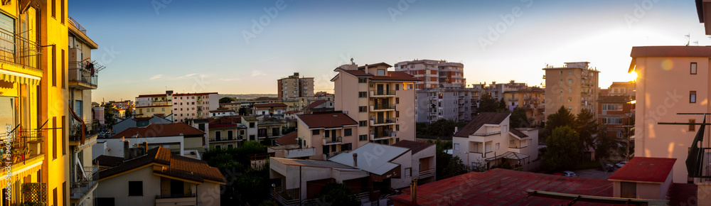 city skyline with clouds in bad weather of Aversa