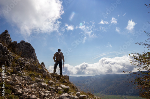 hiker on the top of a mountain in matese park