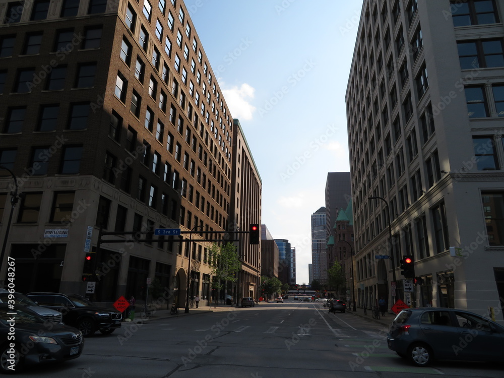 Fototapeta premium Minneapolis downtown street and buildings