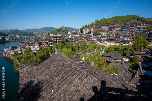  Street view local visitor and tourist in Furong Ancient Town (Furong Zhen, Hibiscus Town), China. Furong Ancient Town is famous tourism attraction place. photo