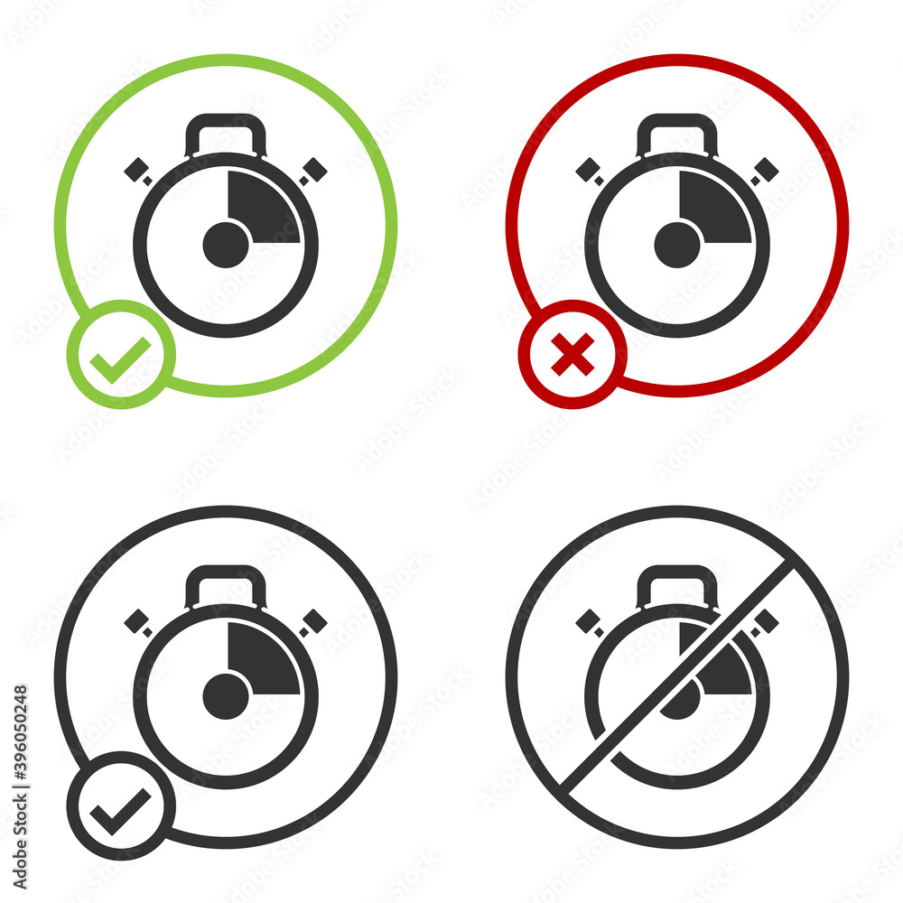 Black Stopwatch icon isolated on white background. Time timer sign. Chronometer sign. Circle button. Vector Illustration. Black Stopwatch icon isolated on white background. Time timer sign. Chronometer sign. Circle button. Vector Illustration.
