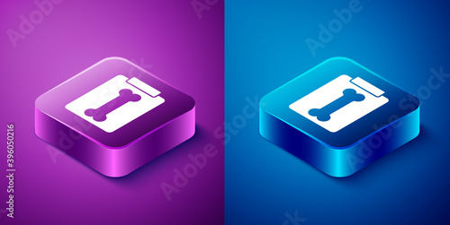 Isometric X-ray shots icon isolated on blue and purple background. Square button. Vector Illustration.