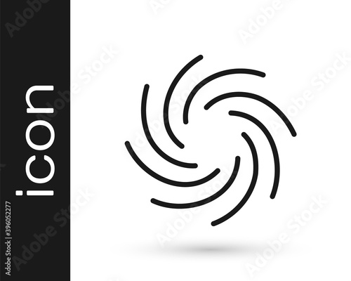 Black Tornado icon isolated on white background. Cyclone, whirlwind, storm funnel, hurricane wind or twister weather icon. Vector.
