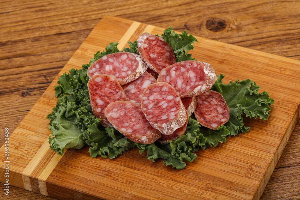 Iberian pork Fuet sausage slices Iberian pork Fuet sausage slices