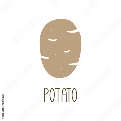 Cute caption potato icon isolated on white background. Colorful pictogram original design. Can be used for infographics, identity or decoration. Vector shabby hand drawn illustration