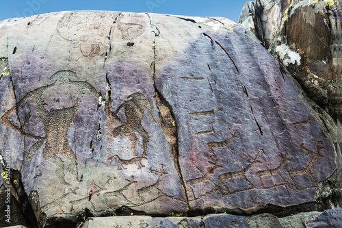 Petroglyphs of the tract kalbak-Tash is an archaeological complex in Ongudai district of the Altai Republic. Russia photo