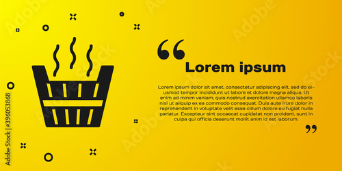 Black Sauna bucket icon isolated on yellow background. Vector.