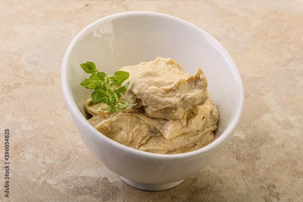 Vegan food - hummus with olive oil Vegan food - hummus with olive oil