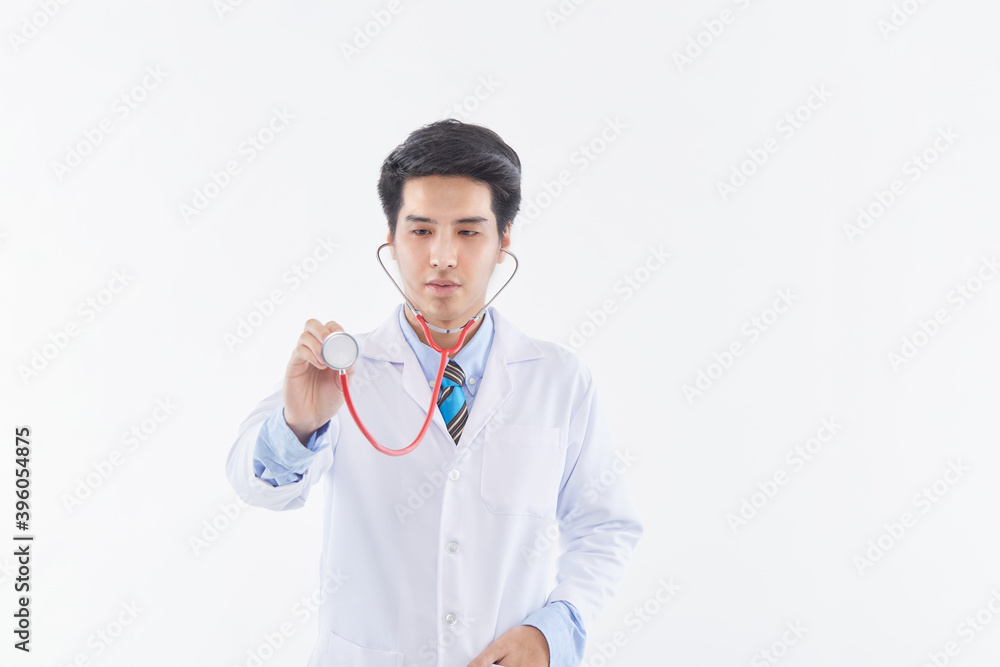 young man doctor posing with a stethoscope