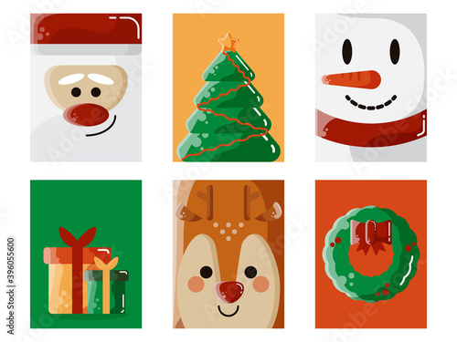 Cartoon flat vector of Christmas and Happy Holidays printable tags.