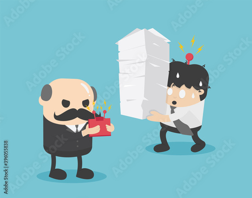Young businessman being forced like robots, as if there was no mind