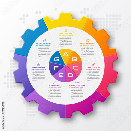 Gear style  infographic template ,Business concept with 7 options,Vector illustration.