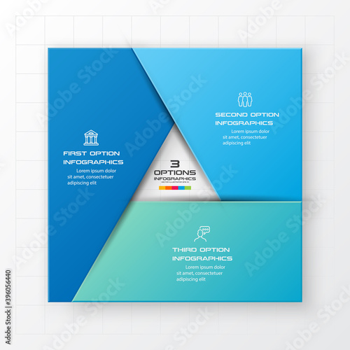 Business infographics template 3 steps with square,Element for design invitations,Vector illustration.