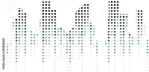 Pixel and Abstract city. transparent city landscape, dots building. EPS Vector.