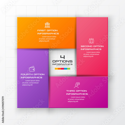 Business infographics template 4 steps with square,Element for design invitations,Vector illustration.