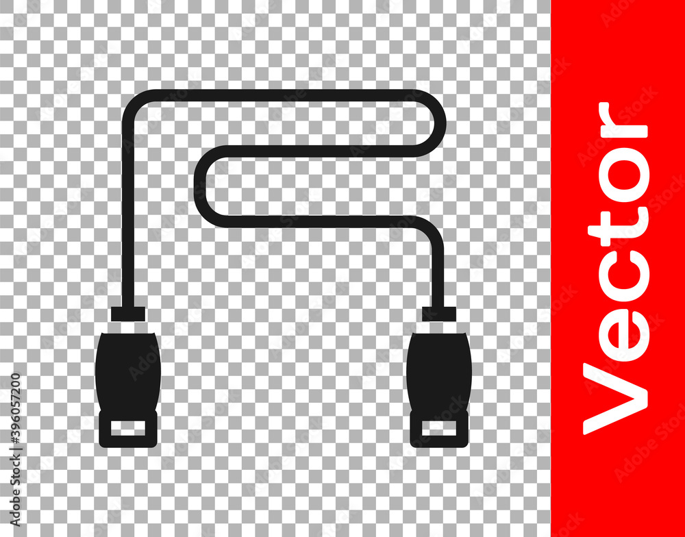 Black Jump rope icon isolated on transparent background. Skipping rope. Sport equipment. Vector. Black Jump rope icon isolated on transparent background. Skipping rope. Sport equipment. Vector.