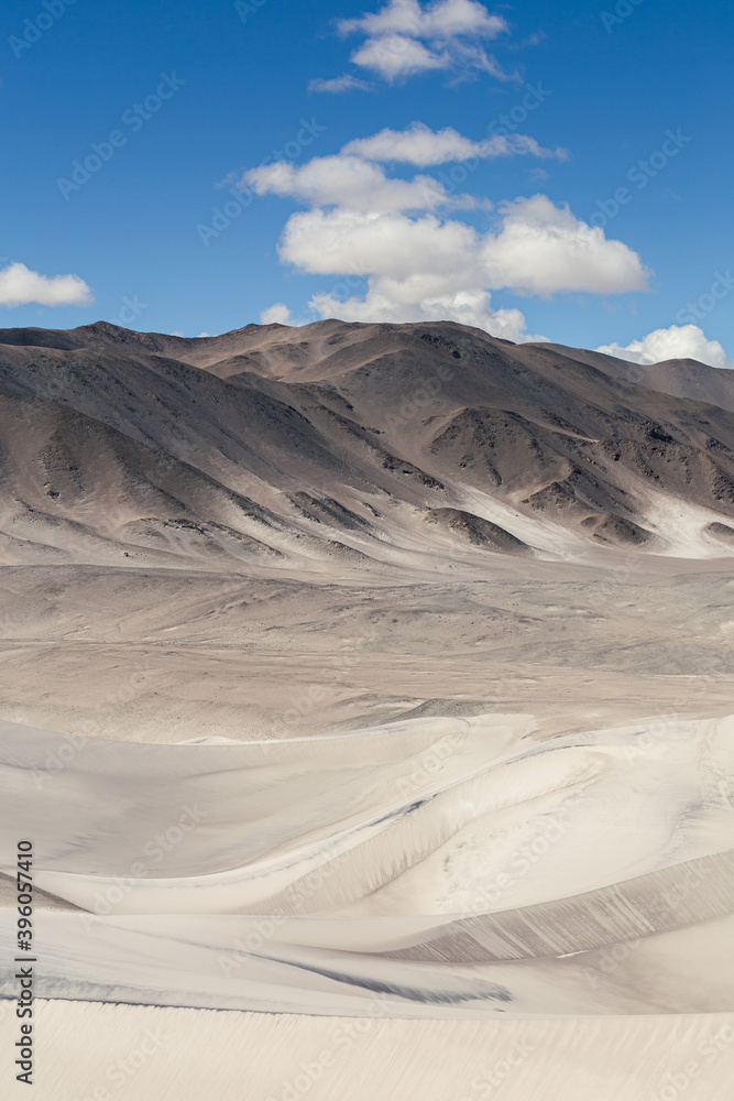 White sand dunes in the Andes mountains
