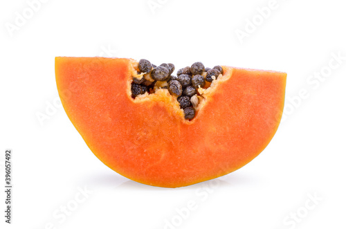 sliced of ripe papaya isolated on white background