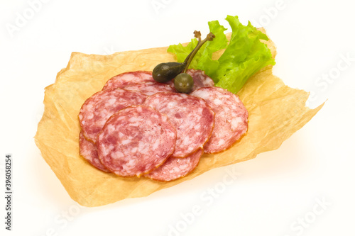 Spanish Salchichon sausage with salad