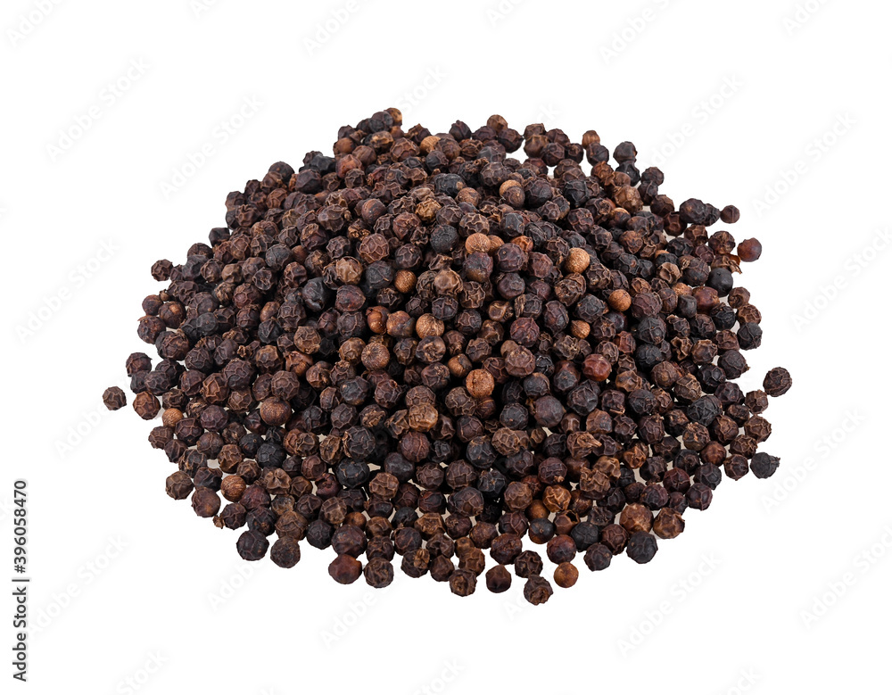 black pepper isolated on white background, top view black pepper isolated on white background, top view