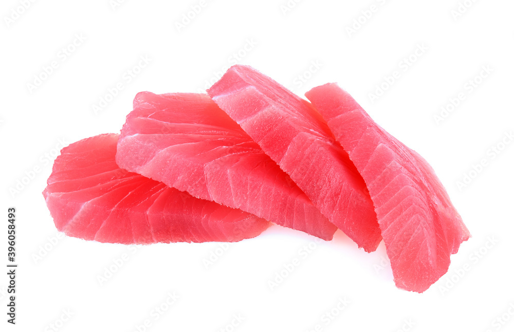tuna sashimi, raw tuna fish isolated on white background tuna sashimi, raw tuna fish isolated on white background